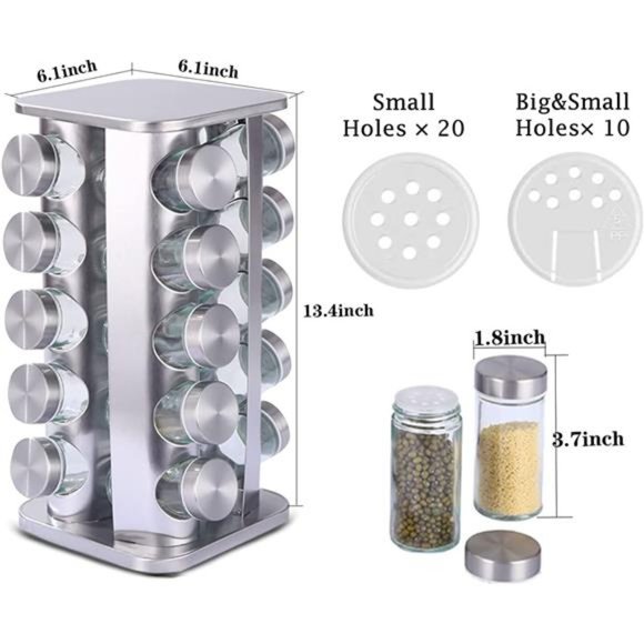 Rotating Spice Rack Organizer for Cabinet with Jars(20-Jar), Revolving Spice - Picture 3 of 6